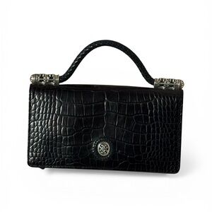 Brighton CELTIC Black Moc Croc Leather Petite Handbag Purse Organizer Wallet 8x4